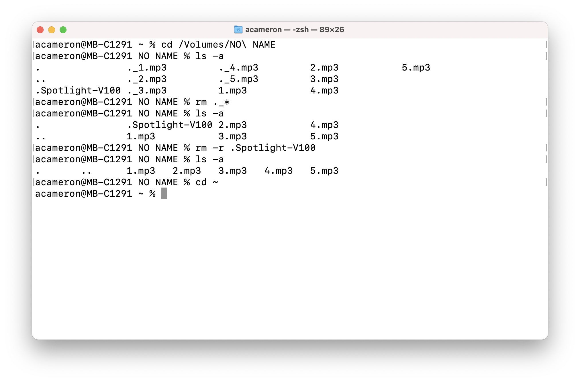 Photo showing the commands listed in plaintext above being run in a mac terminal.