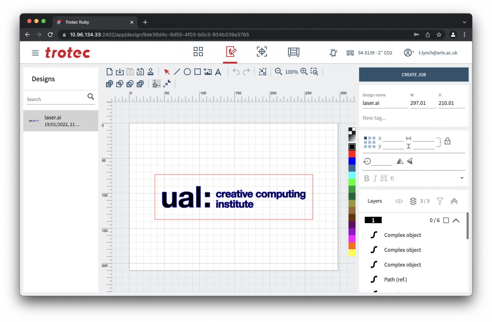 Screenshot of Ruby in the design view showing our file