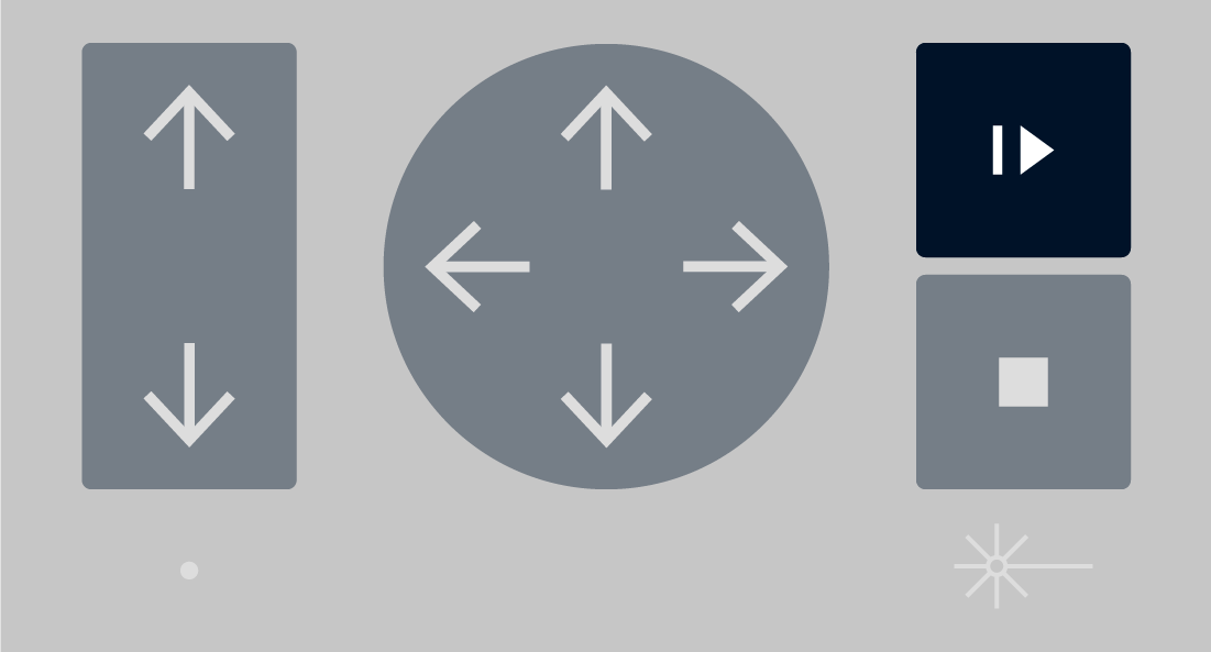 Diagram of the run/pause button on the laser cutter