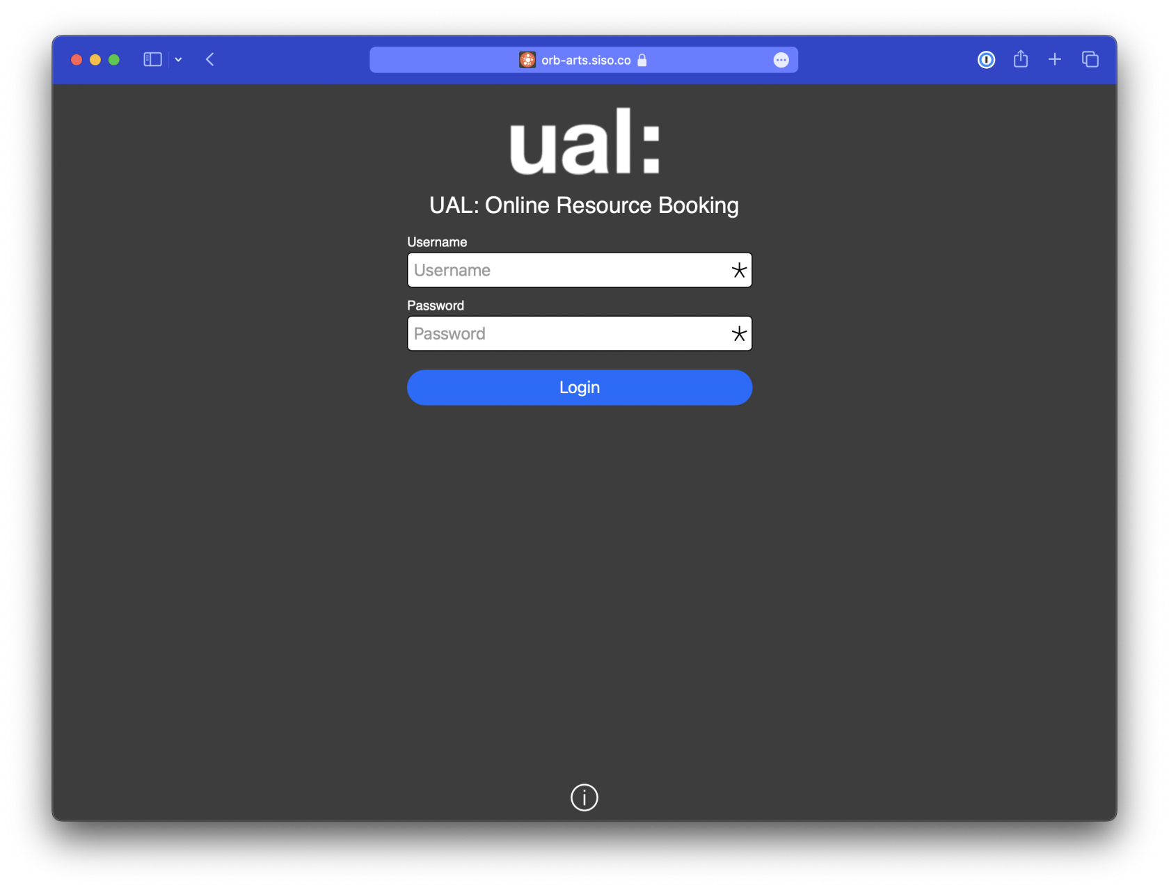 Screenshot of a web browser on the ORB login screen