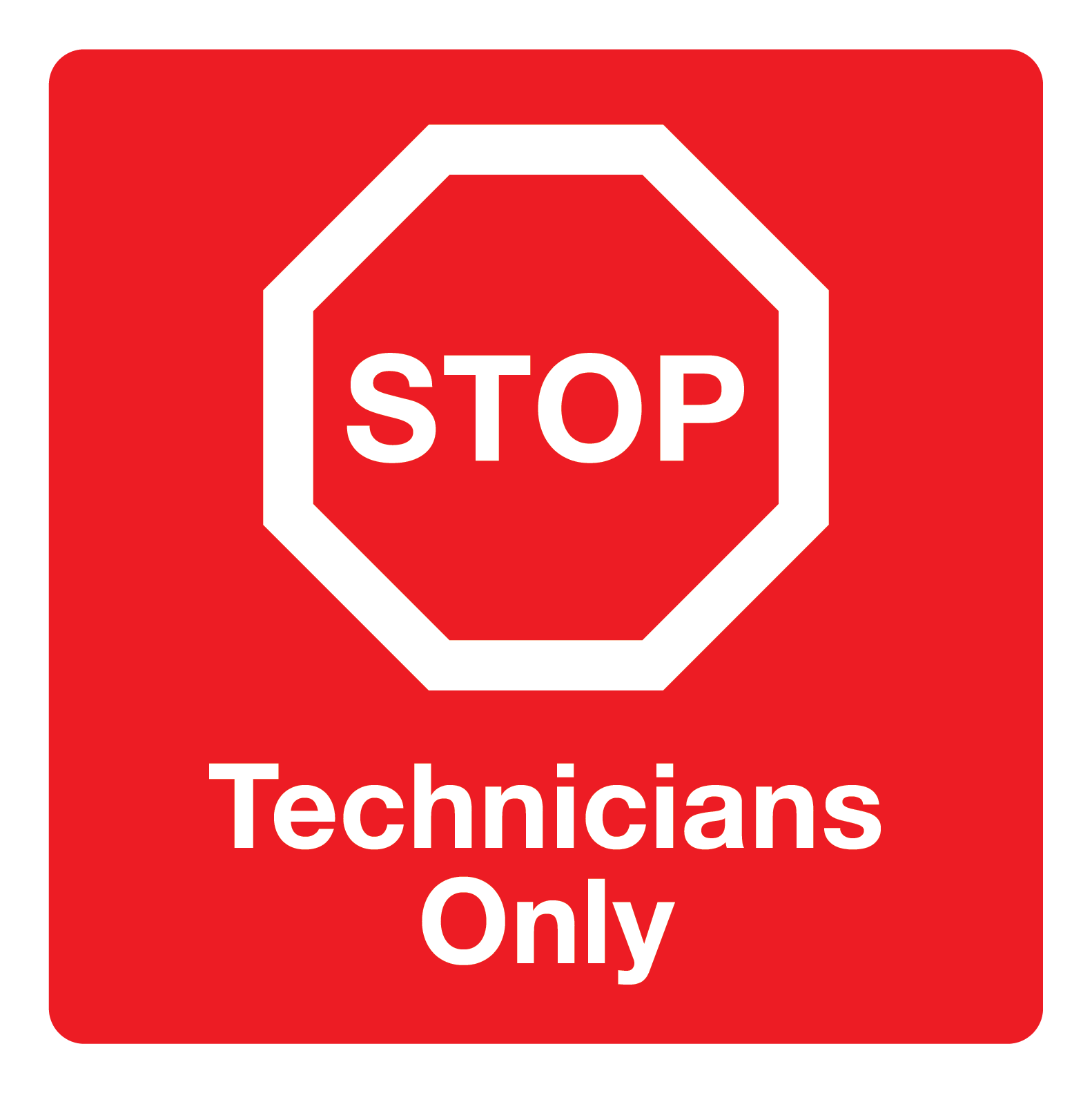 Red Technicians Only Sticker