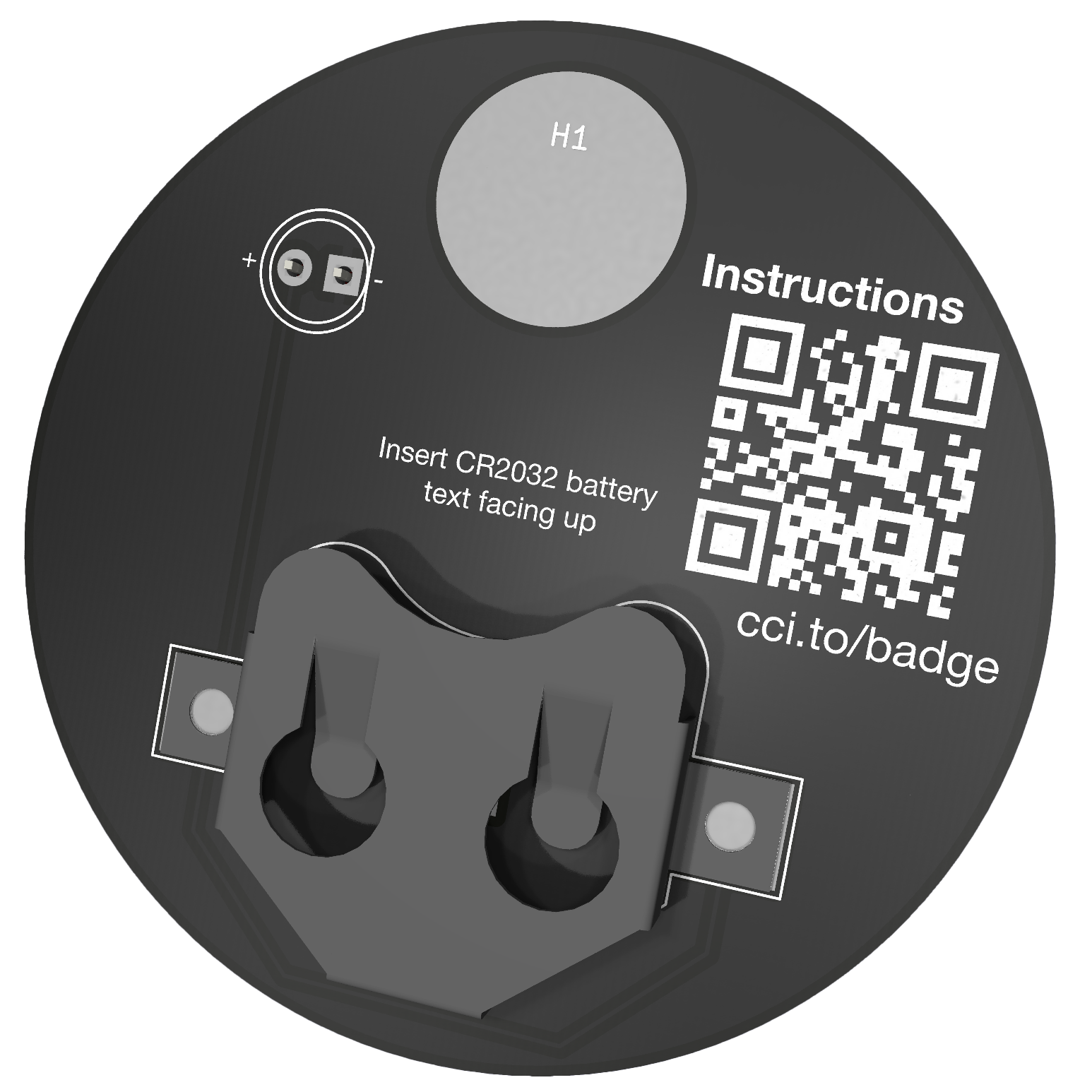 3d render of the back of the CCI learn to solder badge v1